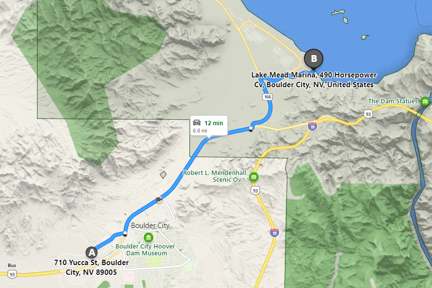 Distance to Lake Mead